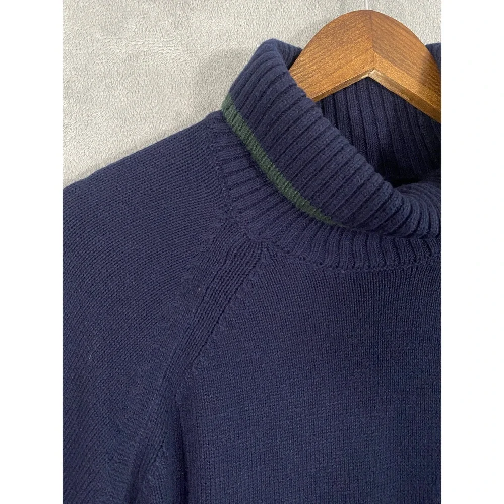 Banana‎ Republic Sweater Mens L Navy Blue Apres Ski Turtleneck Cotton Wool Blend